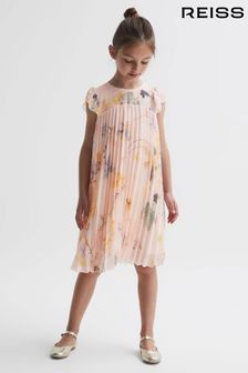Reiss Sade Plissiertes Kleid mit Flügelärmeln und Blumenmuster (N42256) | 111 €