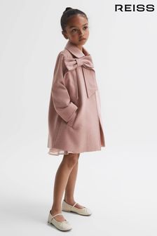 Reiss Pink Amelia Junior Wool Bow Detail Coat (N42257) | OMR89