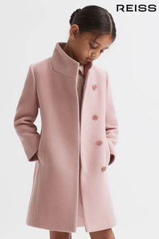Reiss Pink Kia Junior Wool Blend Funnel Neck Coat (N42265) | $263