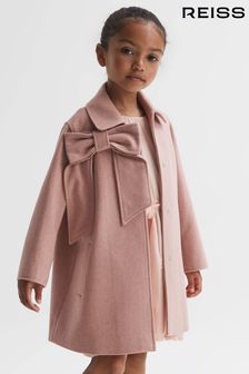Reiss Pink Amelia Senior Wool Bow Detail Coat (N42266) | OMR96