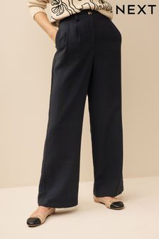 Schwarz - Tailored-Hose mit weitem Bein und Elastikeinsatz hinten (N42282) | 20 €