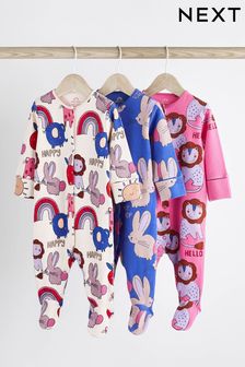 Printed Baby Sleepsuits 3 Pack (0mths-2yrs)
