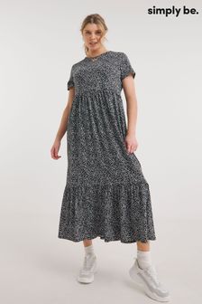 Simply Be Ditsy Print Jersey Black Maxi Dress (N42373) | 44 €