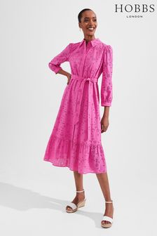 Hobbs Briella Kleid mit Lochstickerei, Pink (N42381) | 129 €