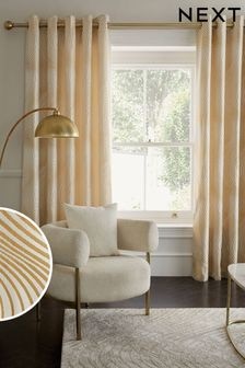 Champagne Gold Valencia Wave Jacquard Eyelet Lined Curtains (N42552) | $144 - $289