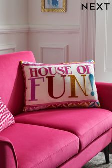 Multi Bright House Of Fun! 40 x 59cm Cut Velvet Cushion