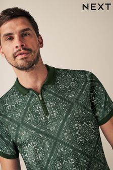 Green Tile Print Polo Shirt (N42644) | SGD 51