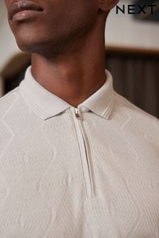 Grey Regular Fit Textured Polo Shirt (N42696) | €43