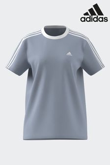 أزرق/أبيض - Adidas 3 Stripe Boyfriend T-shirt (N42698) | 128 د.إ