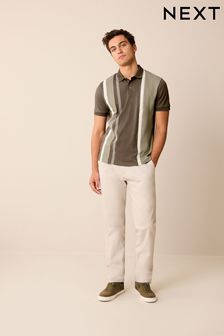 Neutral Brown/Ecru Cream Vertical Block Polo Shirt (N42727) | R437