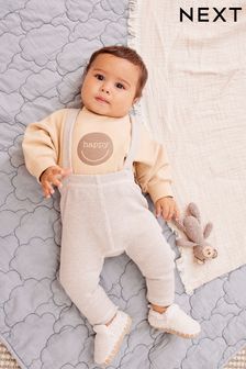 Sand Brown Bodysuit And Dungarees Set (N42731) | €15 - €16