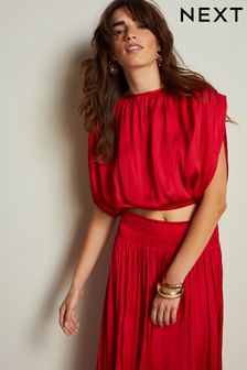 Red Satin Ruched Top (N42777) | 21 €