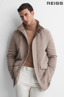 棕色 - Reiss Torino羊毛Blend活動式連帽大衣 (N43008) | NT$20,880