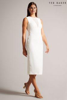Women s Ted Baker White Midi Sleeveless Dresses Next Qatar