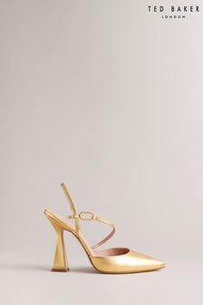 Золотистые туфли-плавки с острым носком Ted Baker Coriana (N43058) | €84