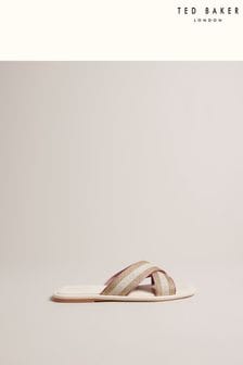 Ted Baker Cream Ashika Webbing Flat Sandals (N43068) | OMR44