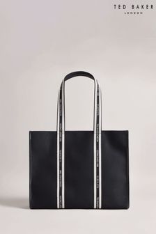 Ted Baker Black Branded Webbing Georjey Canvas Tote Bag (N43071) | 701 QAR