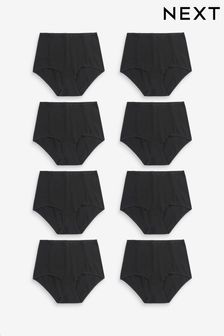 Black Full Brief Cotton Rich Knickers 8 Pack (N43292) | $22