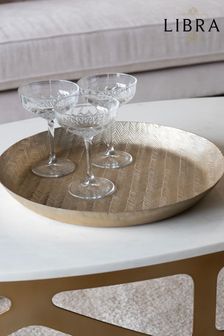 Libra Herringbone Champagne 40cm Round Platter (N43394) | kr1 180