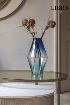 Libra Ocean Blue Elise Ombre Large Glass Vase (N43418) | €141