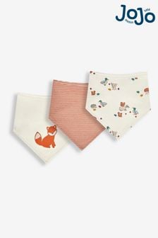 JoJo Maman Bébé Woodland/Fox 3-Pack Cotton Baby Dribble Bibs (N43941) | HK$123
