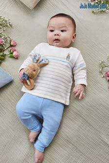 JoJo Maman Bébé Blue Peter Rabbit Embroidered Breton Top & Cosy Trousers Baby Set (N43957) | CA$79