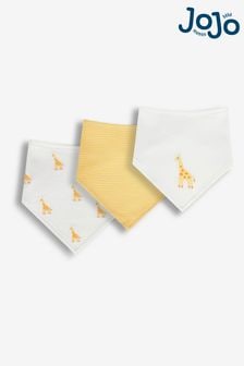 JoJo Maman Bébé Yellow Giraffe 3-Pack Cotton Baby Dribble Bibs (N43978) | €16