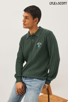 Lyle & Scott 1874 Vintage Cable Knitted Polo Jumper (N44010) | $188