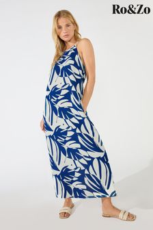 Ro&Zo Navy Blue Palm Print Cami Dress (N44121) | €46