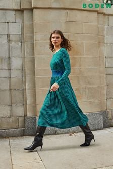 Boden Dark Green Thea Long Sleeve Midi Dress (N44361) | kr1,168