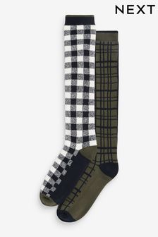 Green Check Welly Socks 2 Pack (N44389) | AED24