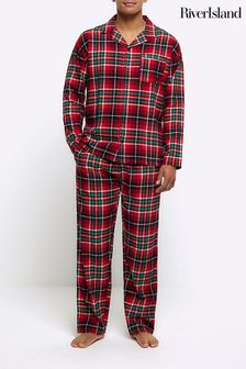 River Island Red White Check Pyjamas Set (N44406) | AED142