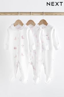 Pink Baby Embroidered Details Sleepsuit 3 Pack (0-2yrs) (N44446) | AED97 - AED106