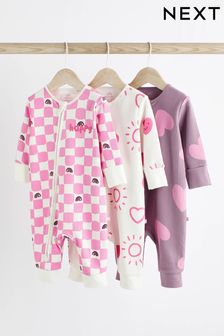 Pink Footless Baby Sleepsuits 3 Pack (0mths-3yrs) (N44450) | 94 QAR - 104 QAR