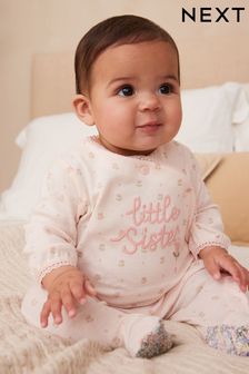 Rosa - Baby Schlafanzug mit „Little Sister“-Aufschrift (0–18 Monate) (N44453) | 12 € - 13 €