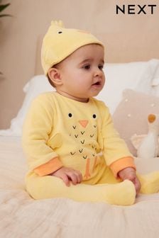 Yellow Novelty Chick Baby Sleepsuit (0-2yrs) (N44488) | SGD 22 - SGD 26