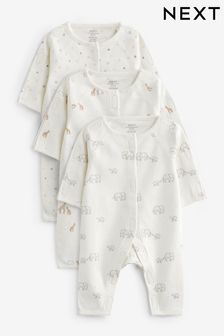 Neutral Premature Baby Sleepsuits 3 Pack (0-0mths) (N44499) | AED87