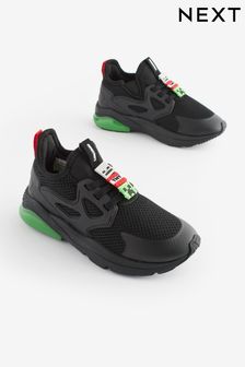 Black/Green Minecraft Elastic Lace Trainers (N44586) | €40 - €49