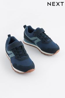 Navy Blue One Strap Elastic Lace Trainers (N44594) | $41 - $52