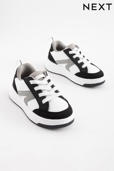 Black/White Standard Fit (F) Elastic Lace Trainers (N44597) | $30 - $34