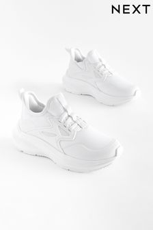 White Elastic Lace Trainers (N44654) | $39 - $54