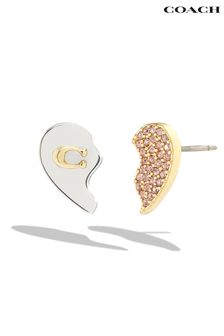 COACH Natural Signature Mismatched Heart Stud Earrings (N44671) | ₪ 186