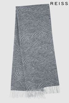 Reiss Grey Cassia Wool-Cashmere Zebra Scarf (N44705) | ₪ 714