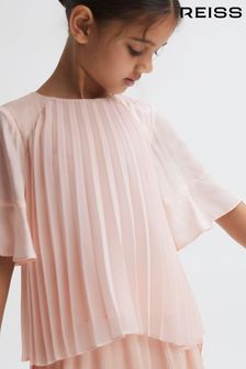 Reiss Pink Tommi Junior Pleated Flare Sleeve Top (N44721) | OMR38