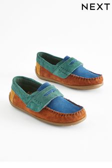 Multi Bright Wide Fit (G) Leather Penny Loafers with Touch and Close Fastening (N44737) | €38 - €43