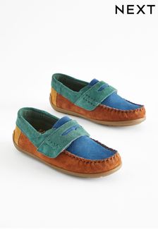 Leather Penny Loafers with Touch and Close Fastening