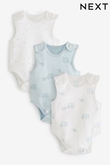 Blue Premature Baby Vest Bodysuits 3 Pack (N44793) | €15