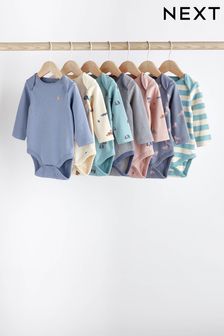 Teal Blue Long Sleeve Baby Bodies 7 Pack (N44803) | €29 - €32