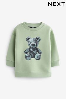 Mineralgrün Bär - Rundhals-Sweatshirt mit Figur (3 Monate bis 7 Jahre) (N44912) | 9 € - 11 €