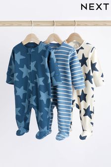 Baby Zip Sleepsuits 3 Pack (0mths-2yrs)